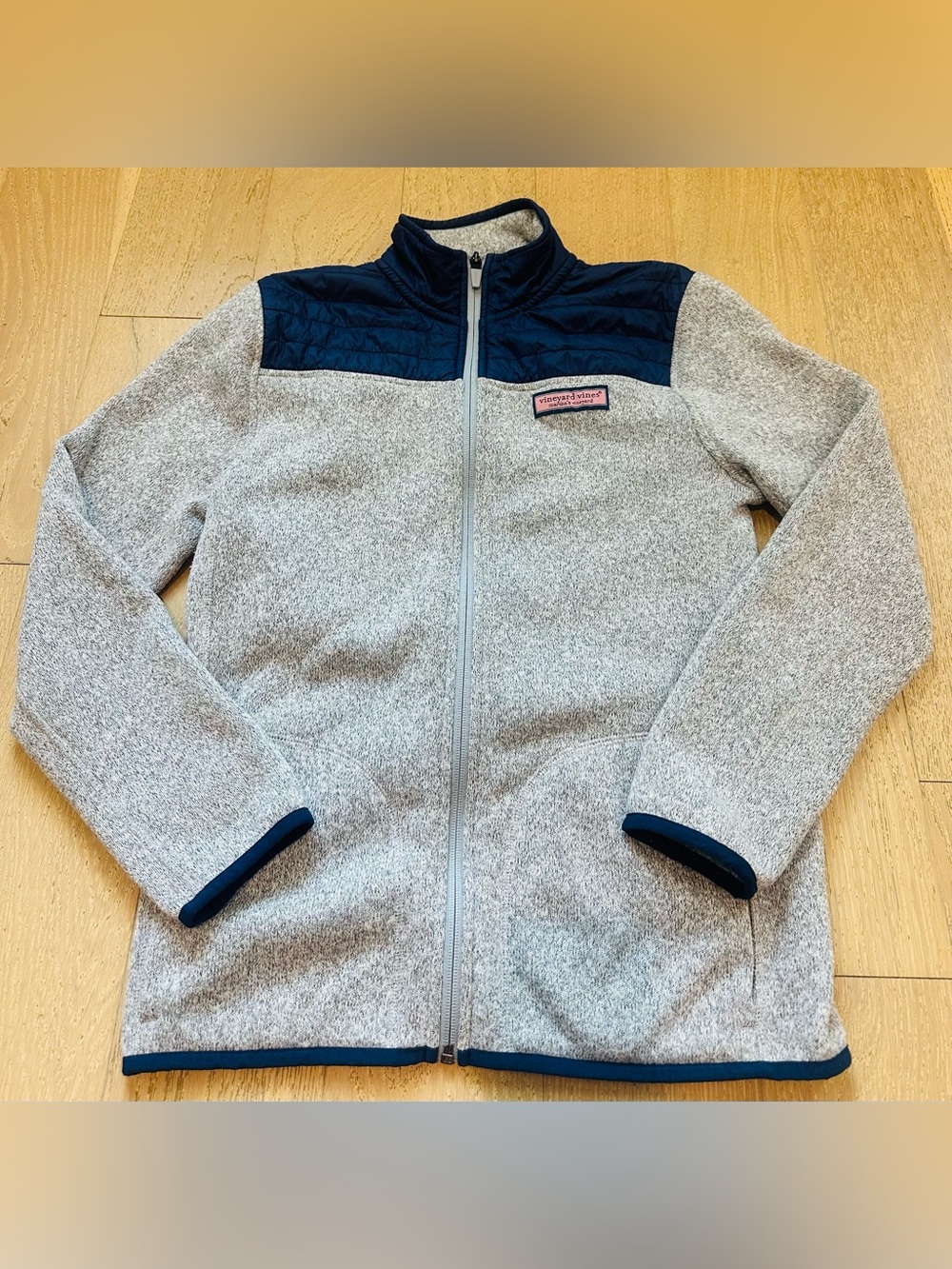 Vineyard Vines Boys Gray Sherpa Fleece Full Zip Jacket Size L (16)
